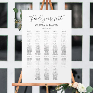 Elegant Script 18-bordens sittdiagram Poster