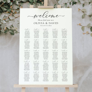 Elegant Script 25 Bord Välkomst Sittplatskarta Poster