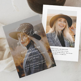 Elegant Script 2 Foto Examen Inbjudningar