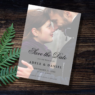 Elegant Script 2 - sidfoto Spara datum Bröllop Spara Datumet