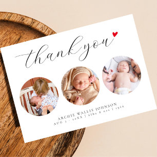 Elegant Script 3 Fotokollage Ny Bebis Tack Kort
