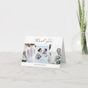 Elegant Script 3-fotomall mappad Tack Kort