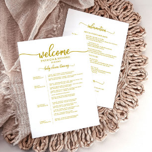 Elegant Script 4-dagars baby shower-schema kort