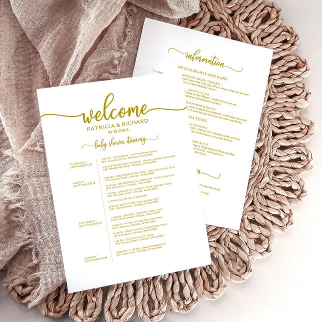 Elegant Script 4-dagars baby shower-schema kort (Skapare uppladdad)