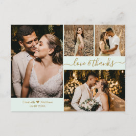 Elegant Script 4 Foto Collage Bröllop Tack P Vykort