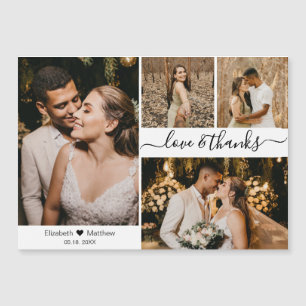 Elegant Script 4 Photo Collage Bröllop Tack