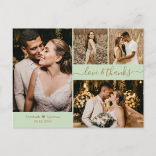 Elegant Script 4 Photo Collage Bröllop Tack P Vykort