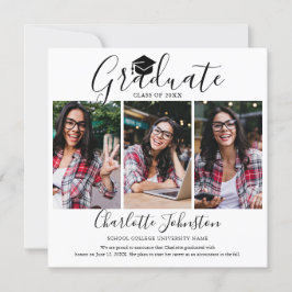 Elegant Script 4 Photo Studenten-meddelande Inbjudningar