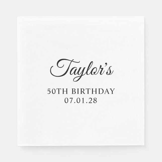 Elegant Script 50-årsdag Pappersservett (Framsidan)