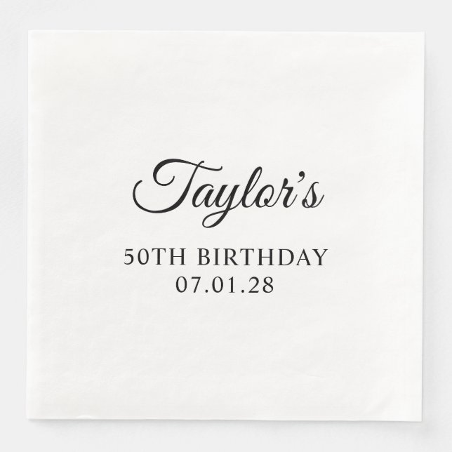 Elegant Script 50-årsdag Pappersservett (Framsida)
