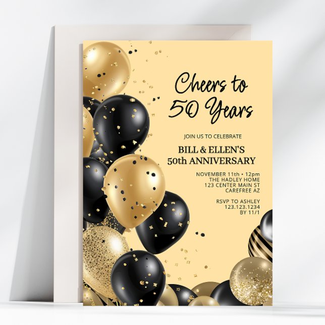 Elegant Script 50:e Bröllop-årsdagen Inbjudningar (Skapare uppladdad)
