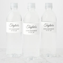 Elegant Script 50:e födelsedagen Vattenflaska Etikett