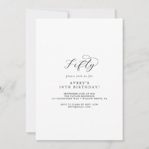 Elegant Script 50:e Födelsedagsfesten Inbjudningar