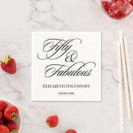 Elegant Script 50 och fantastisk 50-års födelsedag Pappersservett