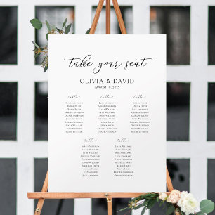 Elegant Script 5 Bord Välkomst Sittplan Poster