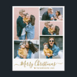Elegant Script 5 Photo Collage jul<br><div class="desc">Budget, minimalistisk, Elegant Calligraphy Guld Script 5 Photo Collage "God jul" Script Helgdag Thin Card i guld white. Den här snygga, enkla, visuella 4 (5) fotokortmallen innehåller en söt helgdag-fotokollage och säger "God jul"! Texten "God jul" hälsning är skriven i ett vackert handskrivet teckensnitt som snabbt byts ut mot svan....</div>