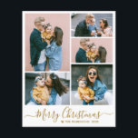 Elegant Script 5 Photo Collage jul Flyer<br><div class="desc">Minimalistisk, Elegant Calligraphy Guld Script 5 Photo Collage "God jul" Script Helgdag Billigt Afforable Thin Flyer i guld white. Den här snygga, enkla, visuella, fyra (5) designmallen för fotobilder har en söt rutnätsfotokollage och säger "God jul"! Texten "God jul" hälsning är skriven i ett vackert handskrivet teckensnitt som snabbt byts...</div>