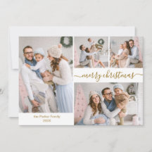 Elegant Script 5 Photo Collage julkort