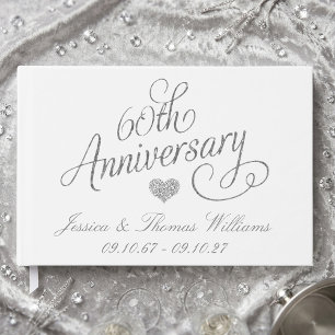 Elegant Script 60-års diamantbröllopsjubileum Gästböcker