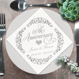 Elegant Script 60-års diamantbröllopsjubileum Pappersservett