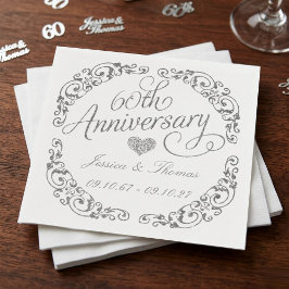 Elegant Script 60-års diamantbröllopsjubileum Pappersservett