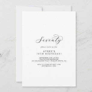 Elegant Script 70:e Födelsedagsfesten Inbjudningar