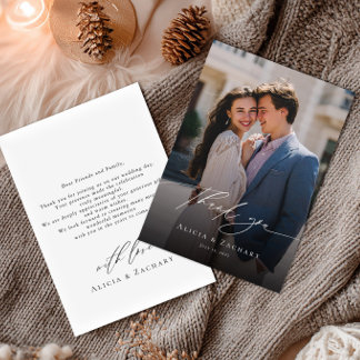 Elegant script and modern photo tack kort