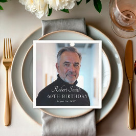 Elegant Script Anpassningsbar Birthday Photo Pappersservett