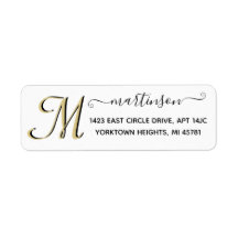 Elegant Script Anpassningsbar Guld Initial Returad