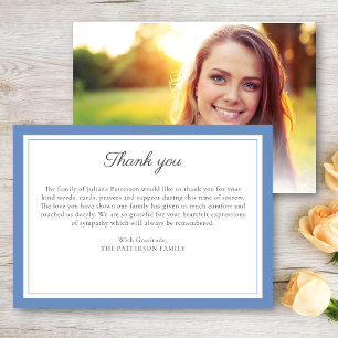 Elegant Script Anpassningsbar Message Funeral Phot Tack Kort