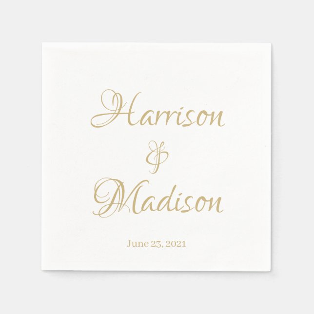 Elegant Script Anpassningsbar par Namn Date Bröllo Pappersservett (Framsidan)