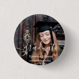 Elegant Script Anpassningsbar Photo Studenten Knapp