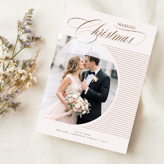 Elegant Script Arch Foto Gift Jul Julkort
