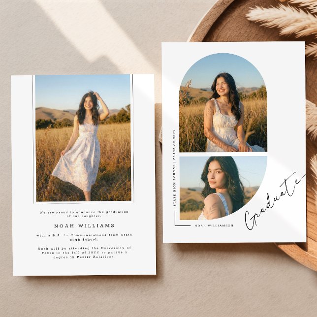 Elegant Script Arch Fotokollage Examen Meddelande (Skapare uppladdad)