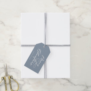 Elegant Script Artic Botanical Dusty Blue-Helgdag Presentetikett