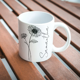 Elegant Script Aster September Födelsemånadsblomma Kaffemugg