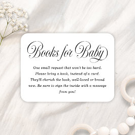 Elegant Script B & W Baby Shower Books For Baby Tilläggskort