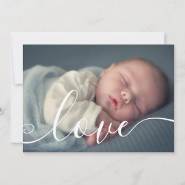 Elegant Script Baby Photo Modern Birth Meddelande