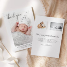 Elegant Script Baby Tack Birth-meddelande