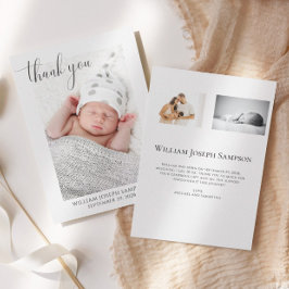 Elegant Script Baby Tack Birth-meddelande Inbjudningar