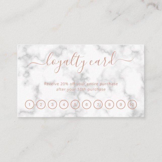 Elegant Script Beauty Salon Ro Guld Marble Lojalitetskort (Framsida)