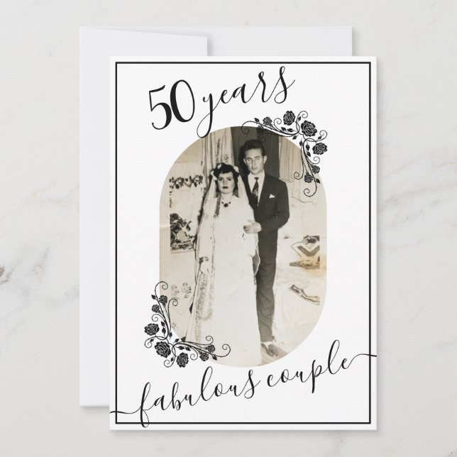 Elegant Script Bild på årsdag Alla år 50-årsjubile Inbjudningar (Framsida)