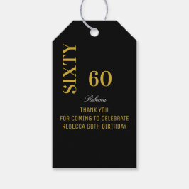 Elegant Script Birthday Black & Guld Tack Presentetikett