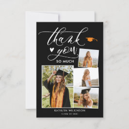 Elegant Script Black 4 Photo Studenten Tack Inbjudningar