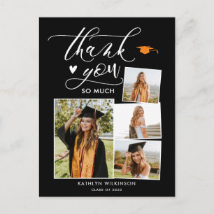 Elegant Script Black 4 Photo Studenten Tack Vykort