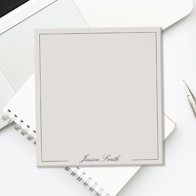 Elegant Script Black and Ivory Monogram Border Anteckningsblock (Skapare uppladdad)