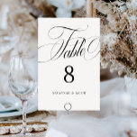 Elegant Script Black and White Bröllop Bordsnummer<br><div class="desc">Bordsnumret elegant Script Black and White Bröllop har ett stort,  fetstilt skript och elegant.</div>
