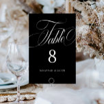 Elegant Script Black and White Bröllop Bordsnummer<br><div class="desc">Bordsnumret elegant Script Black and White Bröllop har ett stort,  fetstilt skript och elegant.</div>