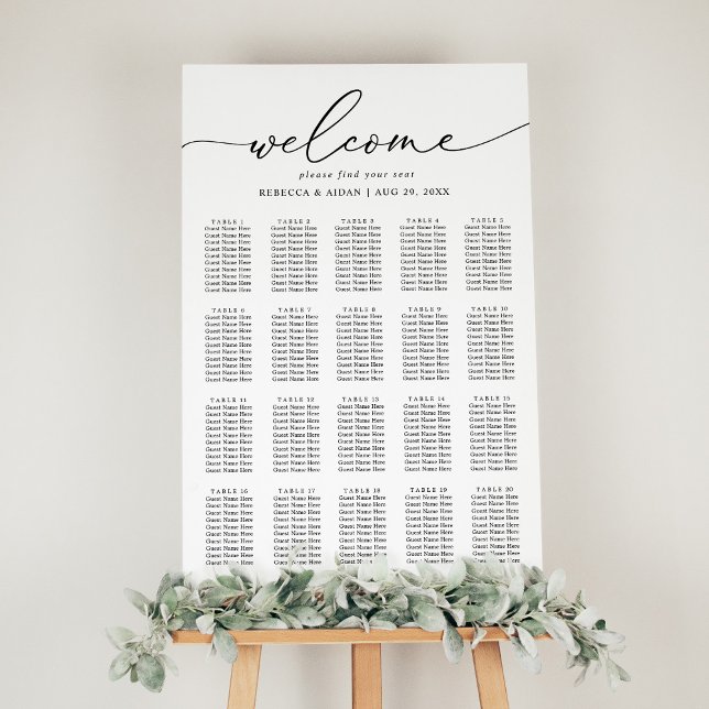 Elegant Script Black and White Bröllop Seating Poster (Skapare uppladdad)