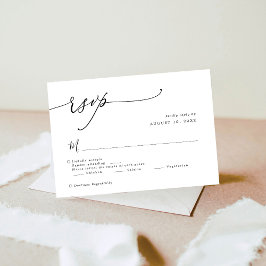 Elegant Script Black and White Bröllop Simple OSA Kort